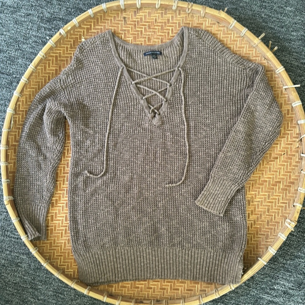 Super comfy lace up sweater from American Eagle